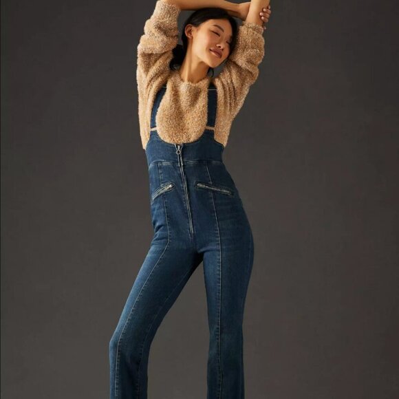 Anthropologie Pants - Anthropologie Pilcro Demilune Ski Suit Overalls Blue Denim Jean Jumpsuit SZ 28